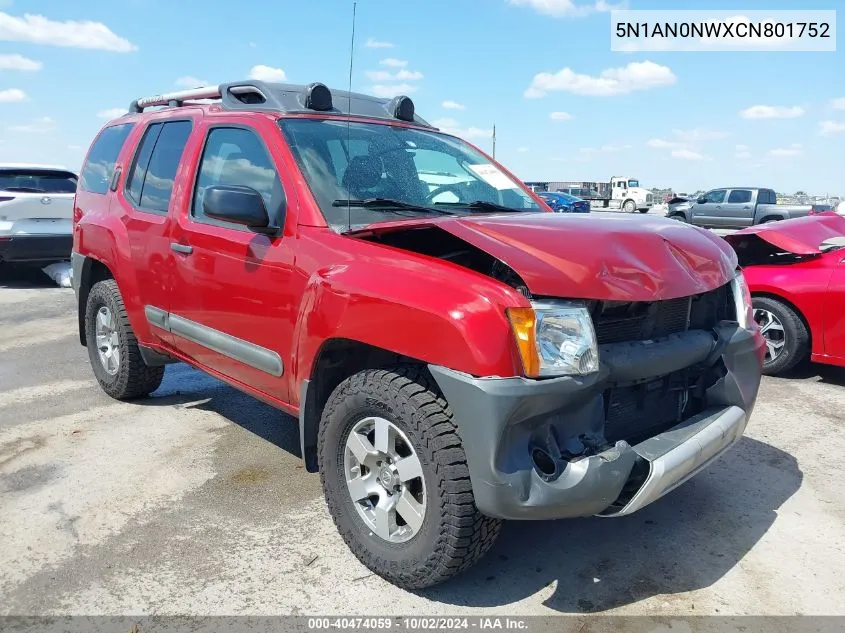 2012 Nissan Xterra Pro-4X VIN: 5N1AN0NWXCN801752 Lot: 40474059