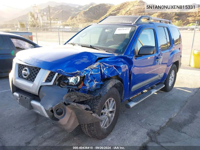 2014 Nissan Xterra X/S/Pro-4X VIN: 5N1AN0NUXEN815331 Lot: 40436415