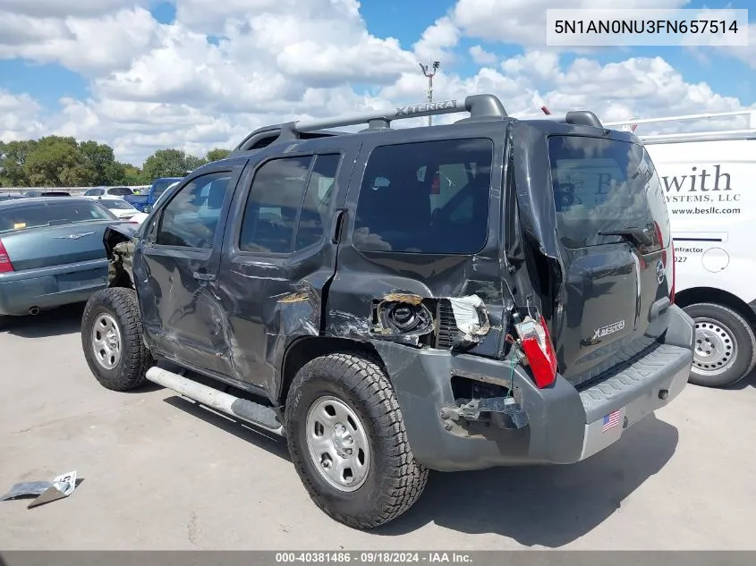 2015 Nissan Xterra X VIN: 5N1AN0NU3FN657514 Lot: 40381486