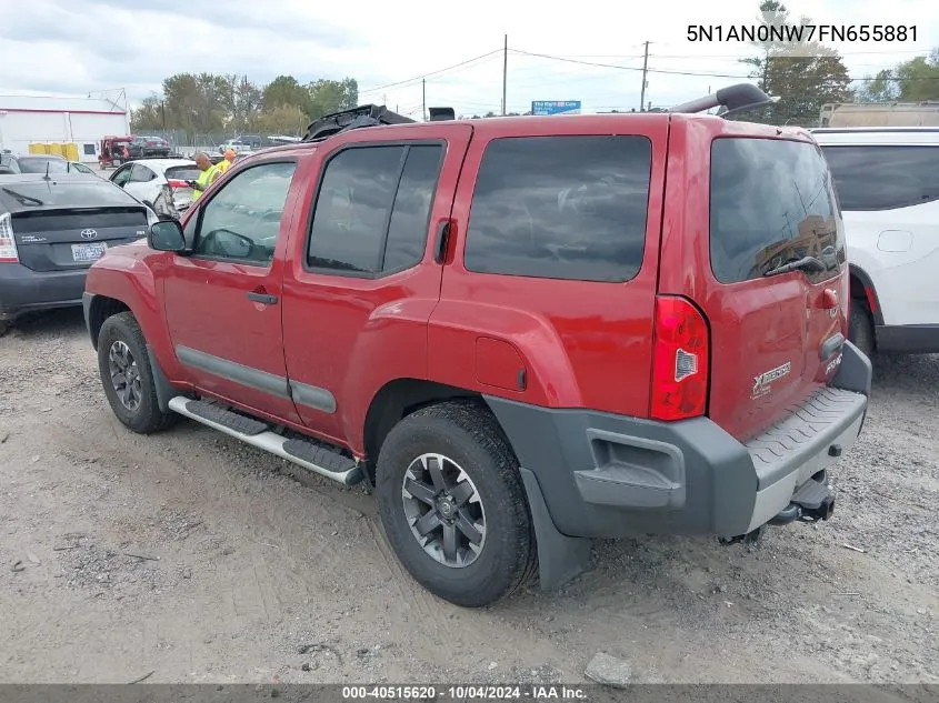 2015 Nissan Xterra Pro-4X VIN: 5N1AN0NW7FN655881 Lot: 40515620