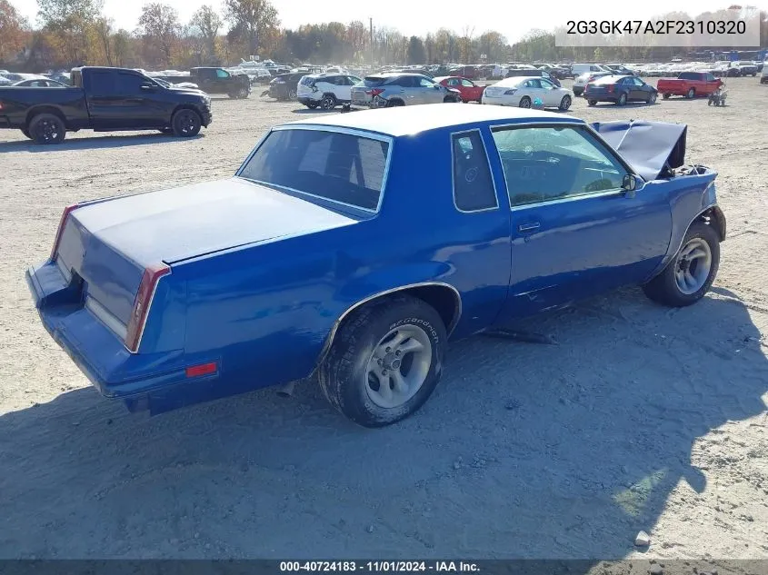 1985 Oldsmobile Cutlass Salon VIN: 2G3GK47A2F2310320 Lot: 40724183