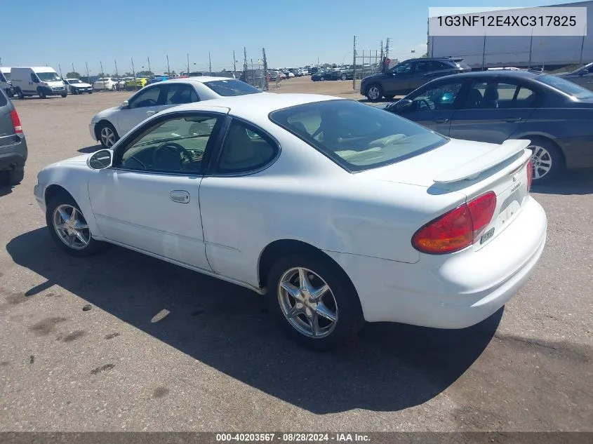 1999 Oldsmobile Alero Gls VIN: 1G3NF12E4XC317825 Lot: 40203567