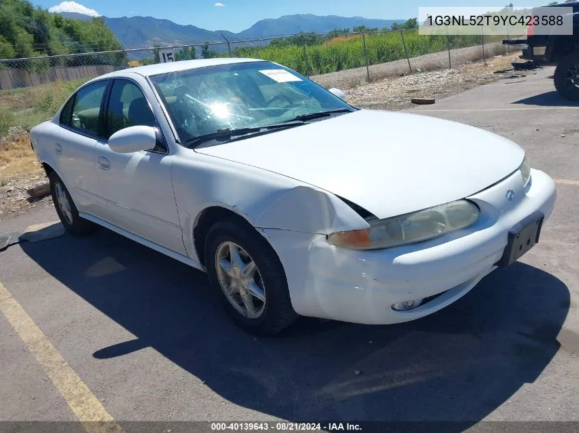 2000 Oldsmobile Alero Gl2 VIN: 1G3NL52T9YC423588 Lot: 40139643