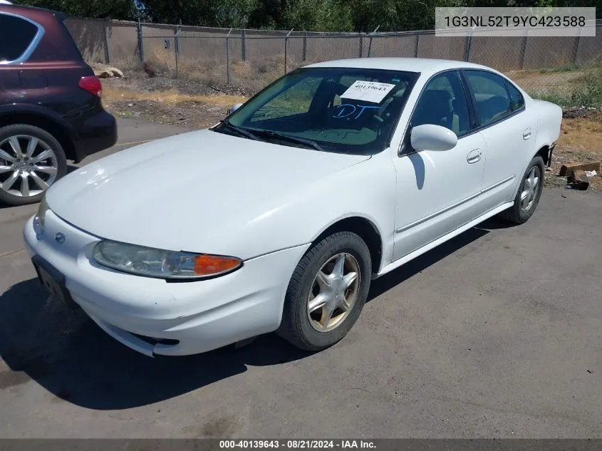 2000 Oldsmobile Alero Gl2 VIN: 1G3NL52T9YC423588 Lot: 40139643