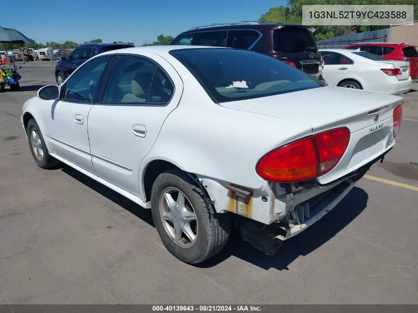 2000 Oldsmobile Alero Gl2 VIN: 1G3NL52T9YC423588 Lot: 40139643