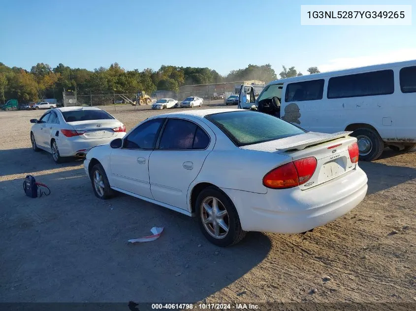 2000 Oldsmobile Alero VIN: 1G3NL5287YG349265 Lot: 40614798