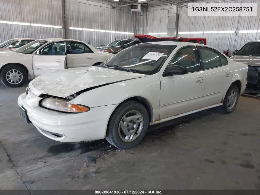 2002 Oldsmobile Alero Gl1 VIN: 1G3NL52FX2C258751 Lot: 39841936