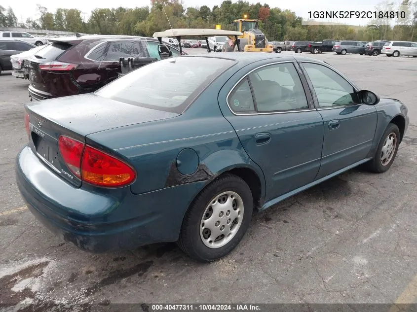 2002 Oldsmobile Alero Gx VIN: 1G3NK52F92C184810 Lot: 40477311