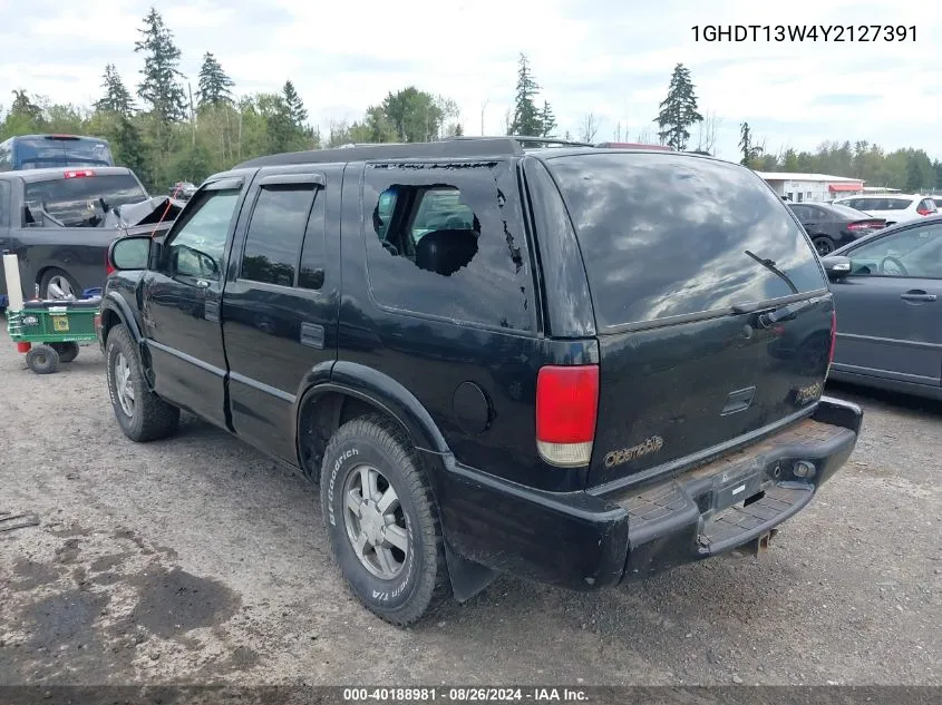 2000 Oldsmobile Bravada VIN: 1GHDT13W4Y2127391 Lot: 40188981