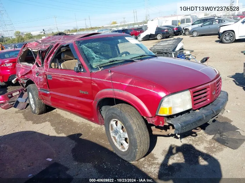 2000 Oldsmobile Bravada VIN: 1GHDT13W0Y2376528 Lot: 40659822