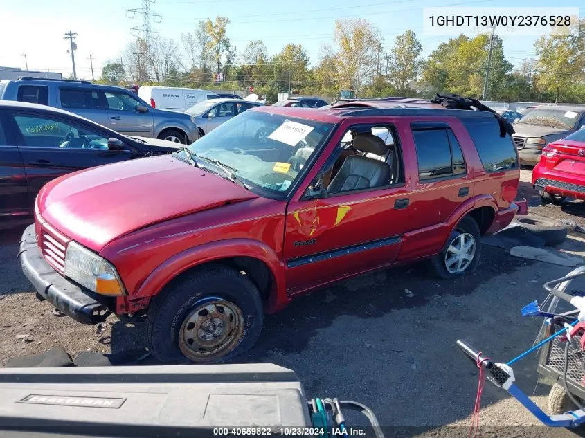 2000 Oldsmobile Bravada VIN: 1GHDT13W0Y2376528 Lot: 40659822