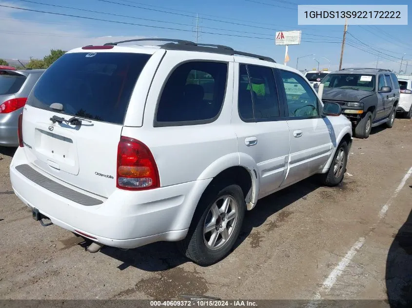 2002 Oldsmobile Bravada Base (Discontinued) VIN: 1GHDS13S922172222 Lot: 40609372