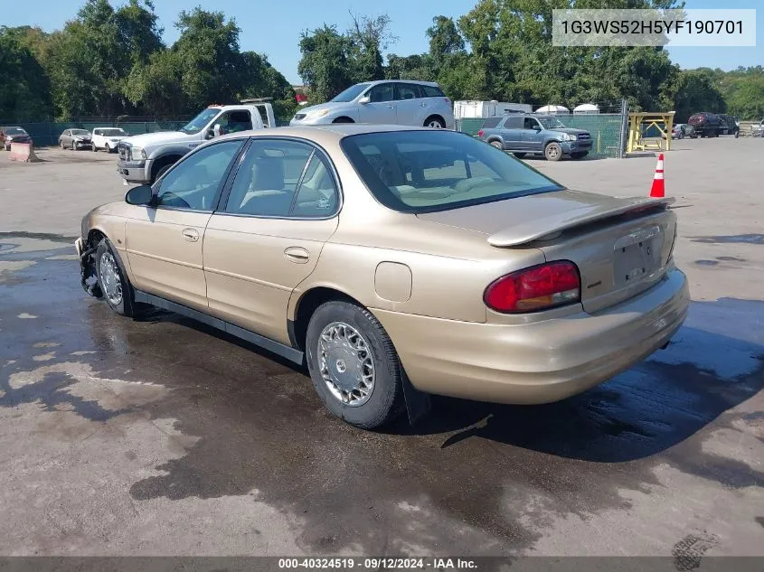 2000 Oldsmobile Intrigue Gl VIN: 1G3WS52H5YF190701 Lot: 40324519