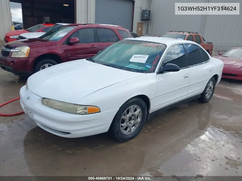 2000 Oldsmobile Intrigue Gx VIN: 1G3WH52H1YF314624 Lot: 40668701