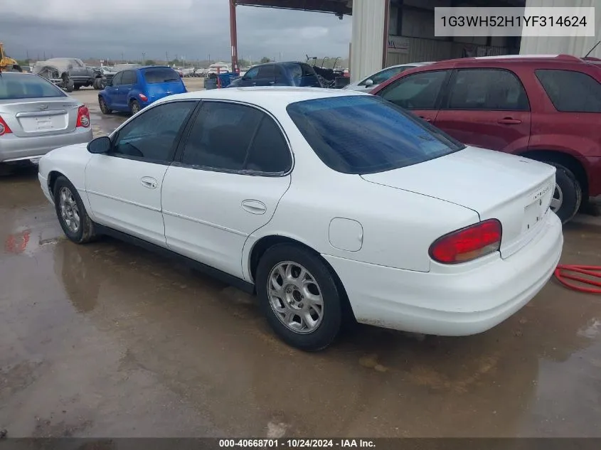 2000 Oldsmobile Intrigue Gx VIN: 1G3WH52H1YF314624 Lot: 40668701