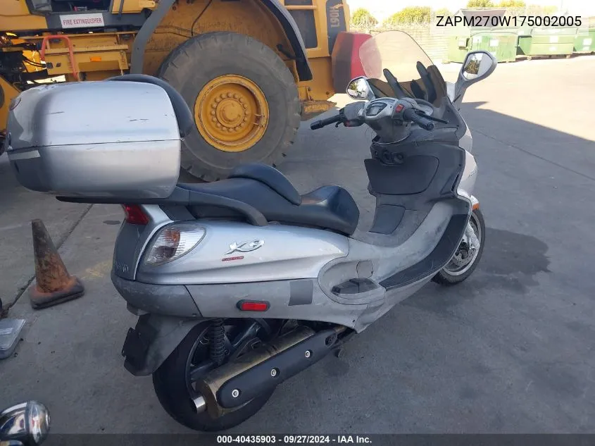 2007 Piaggio X9 Evolution 500 VIN: ZAPM270W175002005 Lot: 40435903