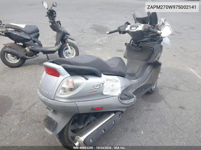 2007 Piaggio X9 Evolution 500 VIN: ZAPM270W975002141 Lot: 40663280