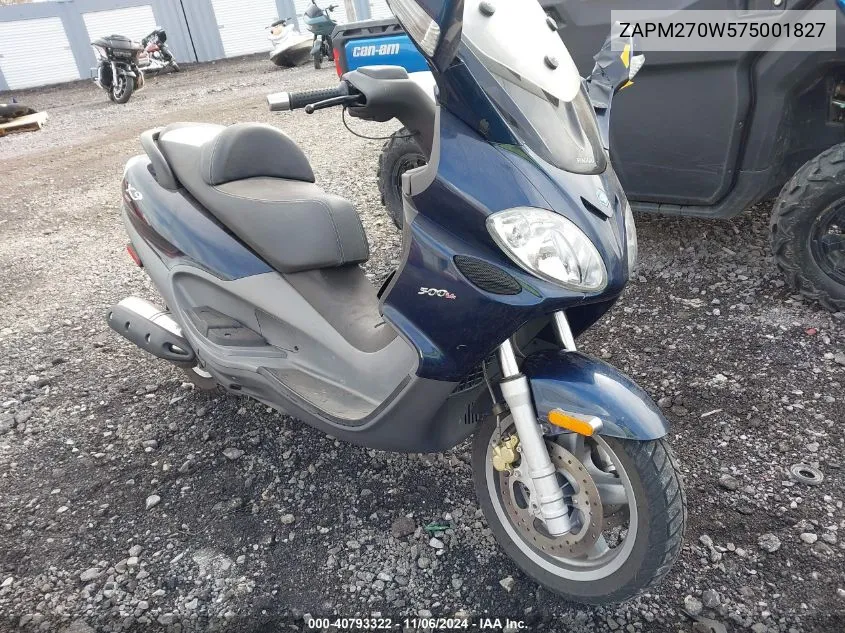 2007 Piaggio X9 Evolution 500 VIN: ZAPM270W575001827 Lot: 40793322