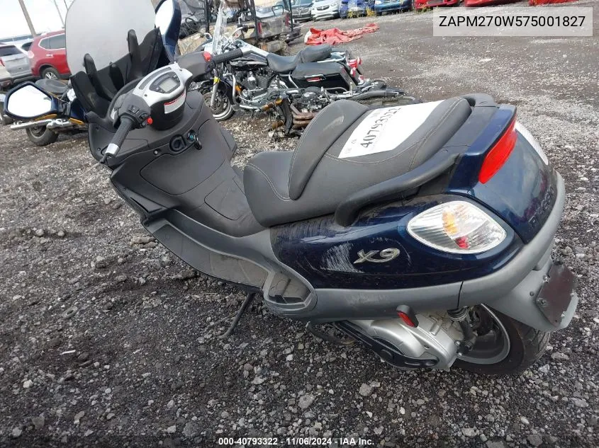 2007 Piaggio X9 Evolution 500 VIN: ZAPM270W575001827 Lot: 40793322