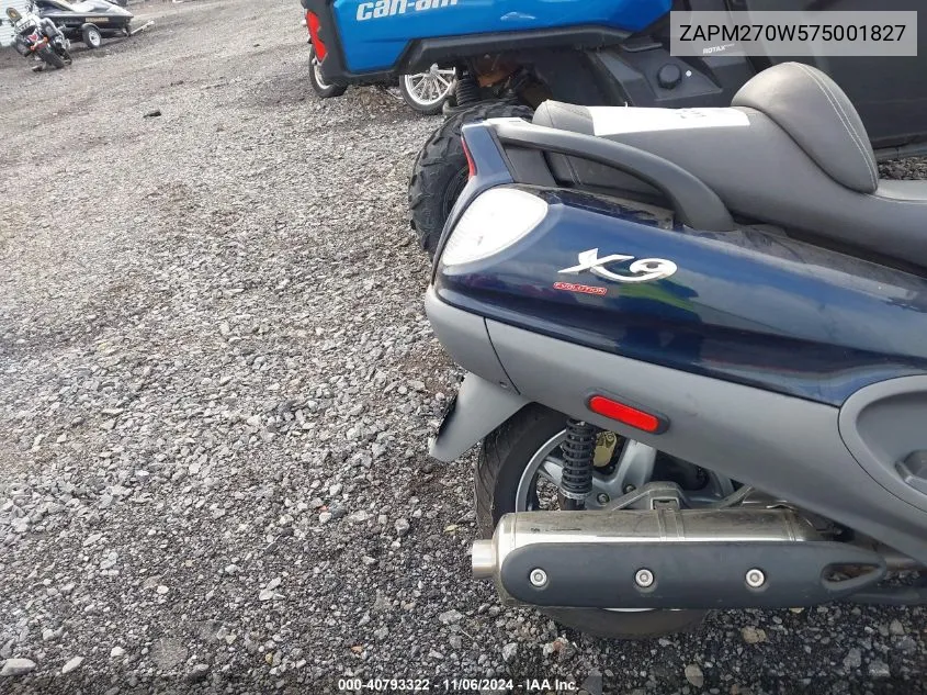 2007 Piaggio X9 Evolution 500 VIN: ZAPM270W575001827 Lot: 40793322