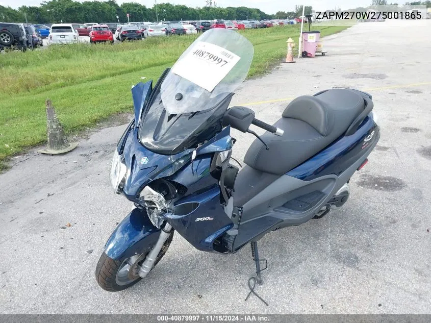 2007 Piaggio X9 Evolution 500 VIN: ZAPM270W275001865 Lot: 40879997