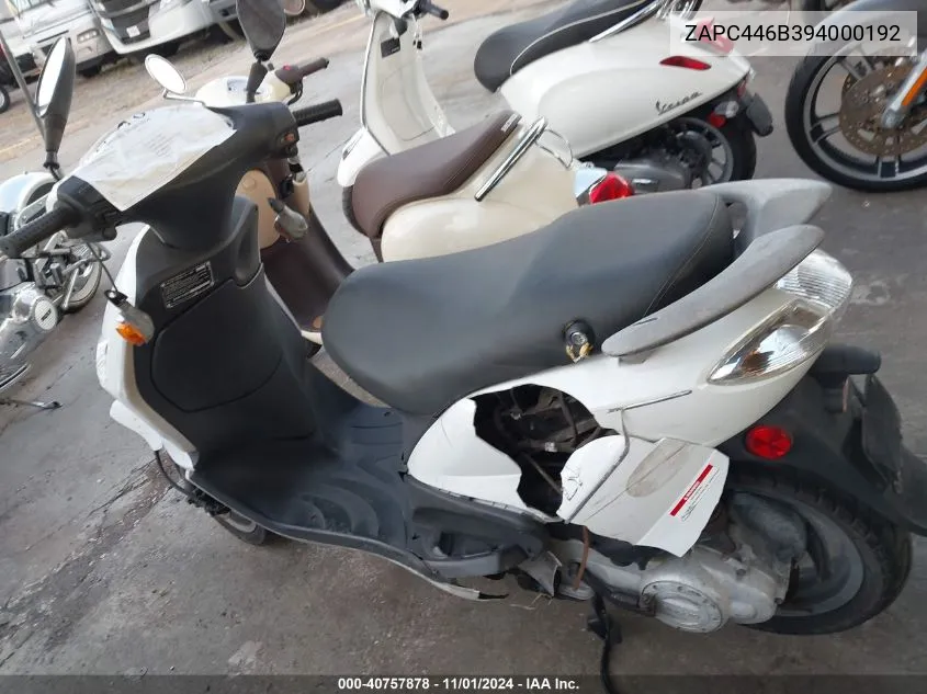 2009 Piaggio Fly 50 VIN: ZAPC446B394000192 Lot: 40757878