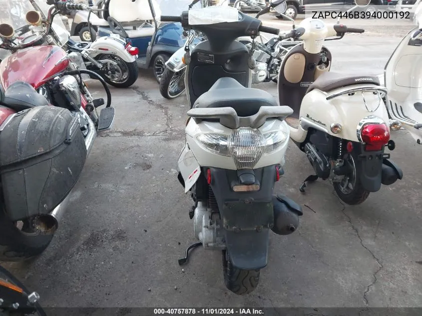 2009 Piaggio Fly 50 VIN: ZAPC446B394000192 Lot: 40757878