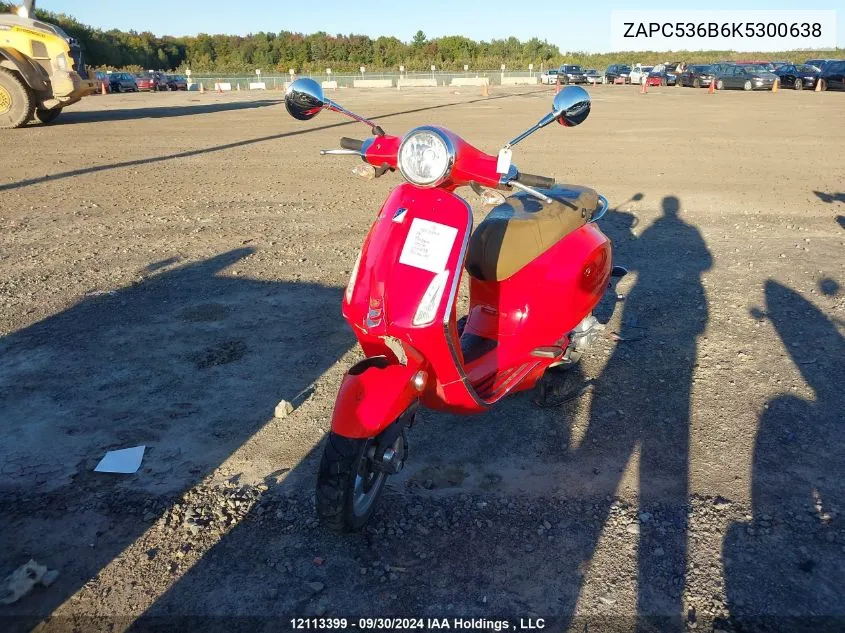 2019 Piaggio VIN: ZAPC536B6K5300638 Lot: 12113399