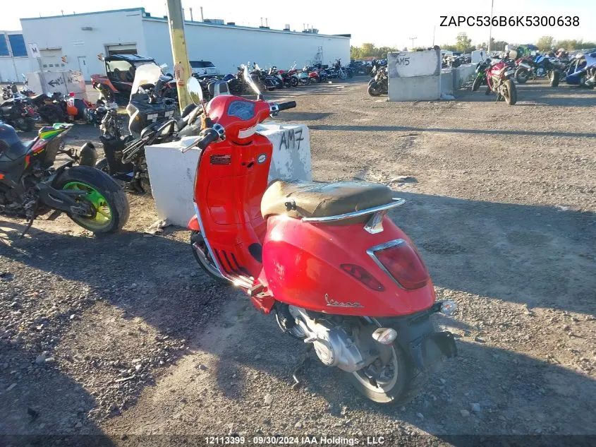 2019 Piaggio VIN: ZAPC536B6K5300638 Lot: 12113399