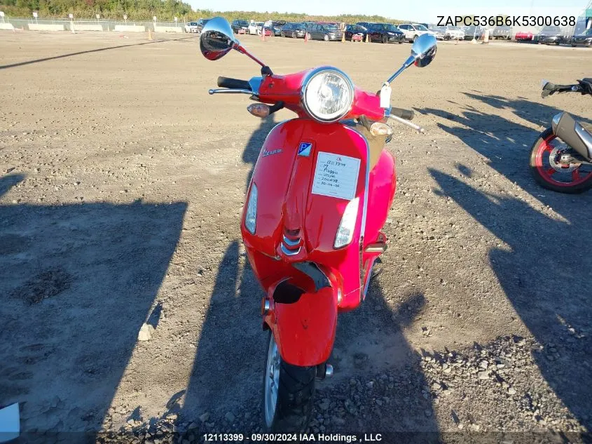 2019 Piaggio VIN: ZAPC536B6K5300638 Lot: 12113399