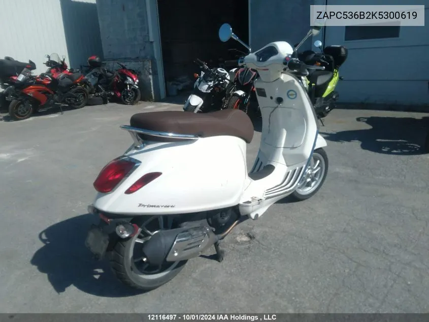 2019 Piaggio VIN: ZAPC536B2K5300619 Lot: 12116497