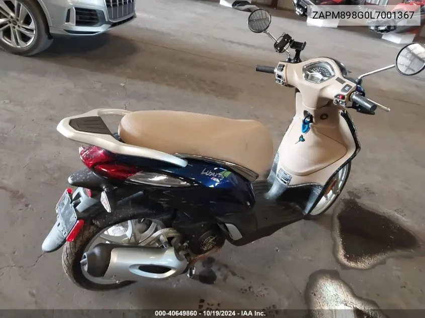 2020 Piaggio Scooter VIN: ZAPM898G0L7001367 Lot: 40649860