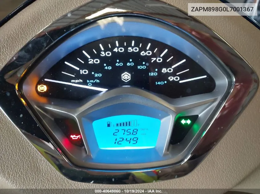 2020 Piaggio Scooter VIN: ZAPM898G0L7001367 Lot: 40649860