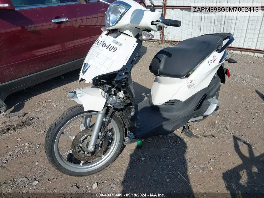 2021 Piaggio Liberty 150 VIN: ZAPM898G6M7002413 Lot: 40376409