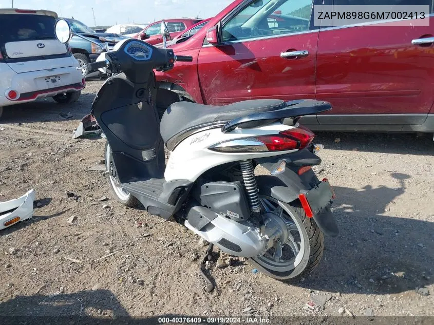 2021 Piaggio Liberty 150 VIN: ZAPM898G6M7002413 Lot: 40376409