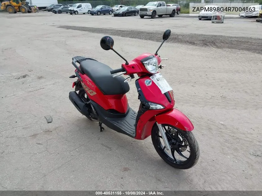 2024 Piaggio Liberty 150/150 S VIN: ZAPM898G4R7004863 Lot: 40531155