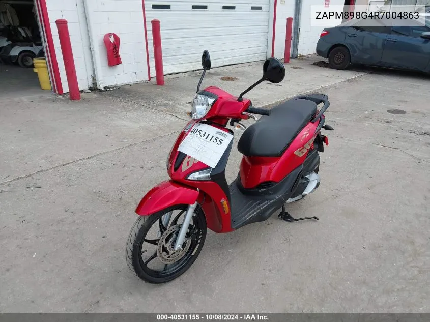 2024 Piaggio Liberty 150/150 S VIN: ZAPM898G4R7004863 Lot: 40531155