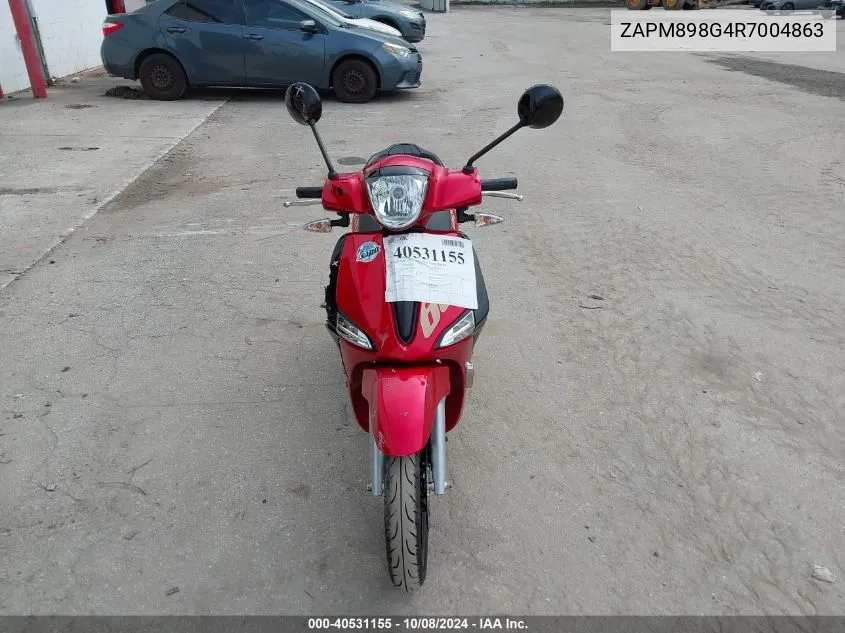 2024 Piaggio Liberty 150/150 S VIN: ZAPM898G4R7004863 Lot: 40531155