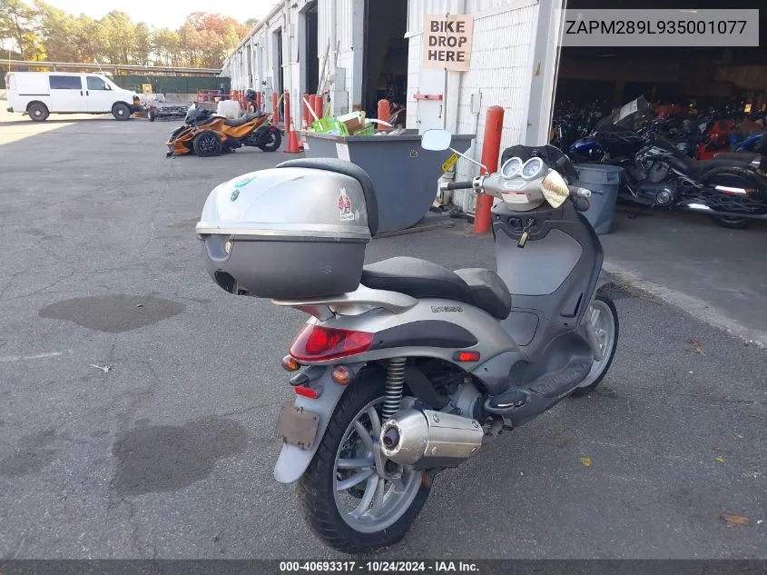 2003 Piaggio Bv 200 VIN: ZAPM289L935001077 Lot: 40693317