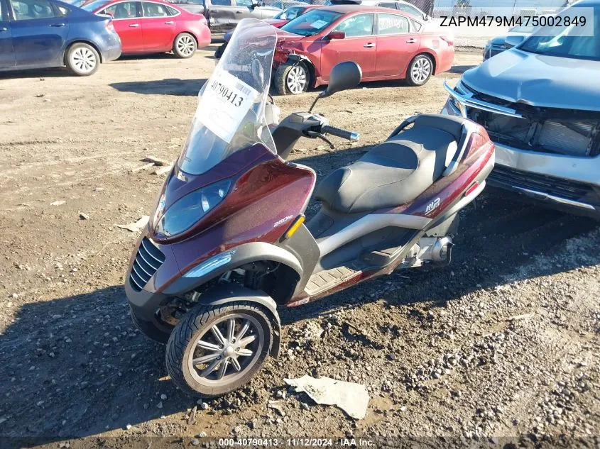 2007 Piaggio Mp3 VIN: ZAPM479M475002849 Lot: 40790413