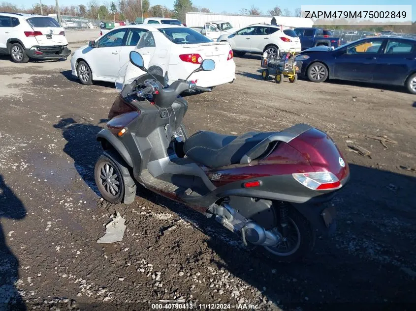 2007 Piaggio Mp3 VIN: ZAPM479M475002849 Lot: 40790413