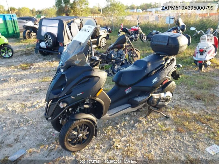 2009 Piaggio Mp3 500 VIN: ZAPM610X395000799 Lot: 40727654