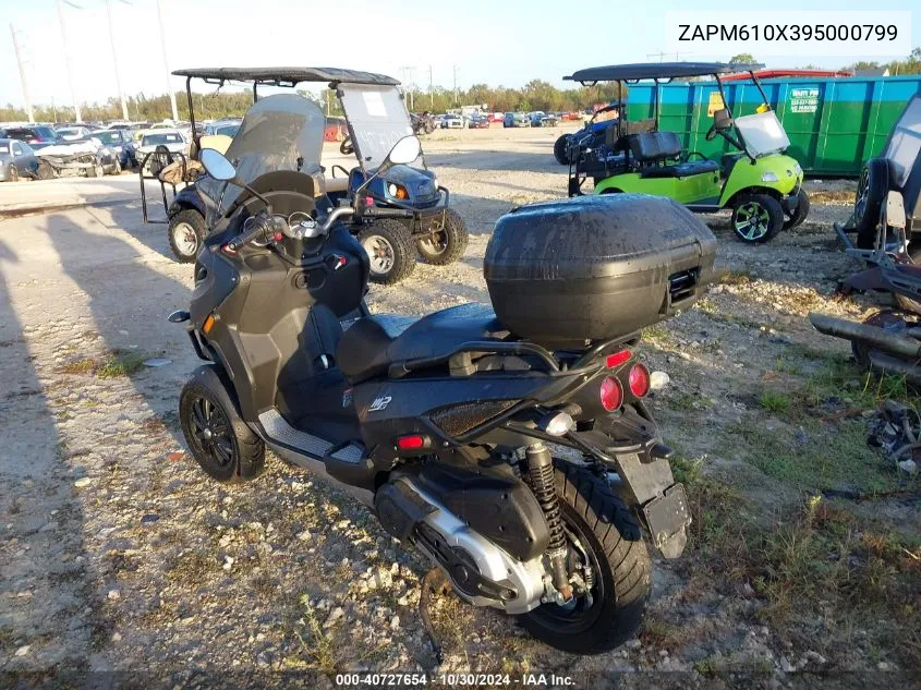 2009 Piaggio Mp3 500 VIN: ZAPM610X395000799 Lot: 40727654