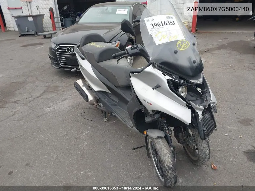 2016 Piaggio Mp3 500 Sport Abs VIN: ZAPM860X7G5000440 Lot: 39616353