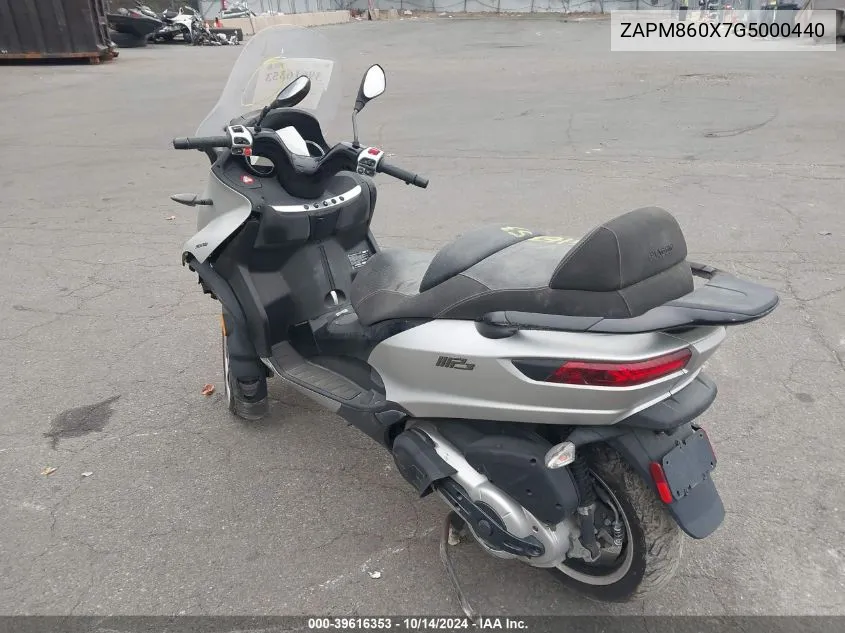 2016 Piaggio Mp3 500 Sport Abs VIN: ZAPM860X7G5000440 Lot: 39616353