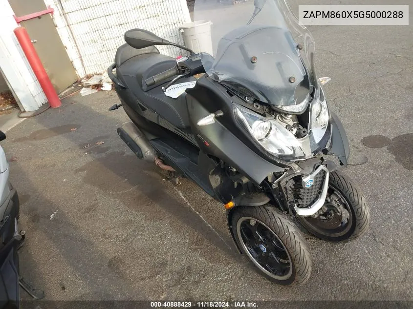 2016 Piaggio Mp3 500 Sport Abs VIN: ZAPM860X5G5000288 Lot: 40888429