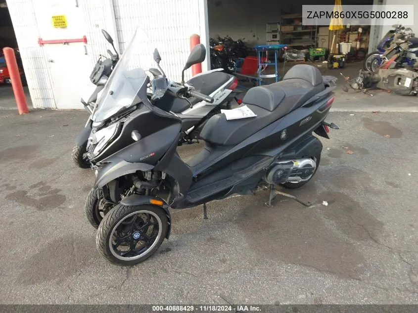 2016 Piaggio Mp3 500 Sport Abs VIN: ZAPM860X5G5000288 Lot: 40888429