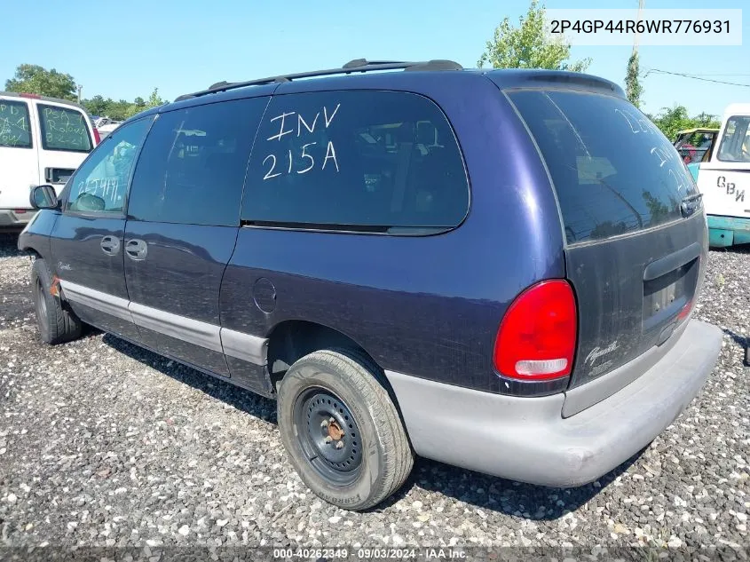 1998 Plymouth Grand Voyager Se VIN: 2P4GP44R6WR776931 Lot: 40262349