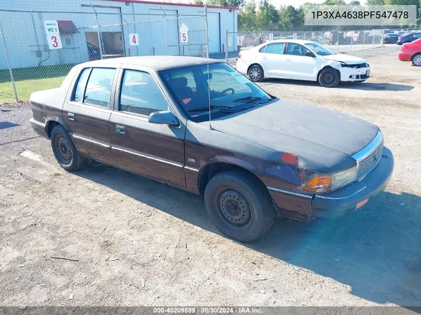 1993 Plymouth Acclaim VIN: 1P3XA4638PF547478 Lot: 40209889