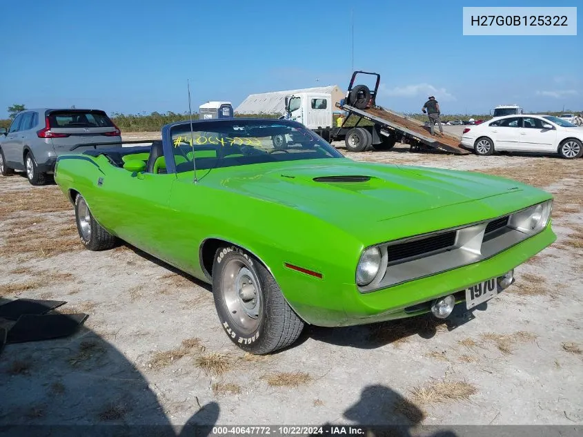 1970 Plymouth Barracuda Convertible VIN: H27G0B125322 Lot: 40647772